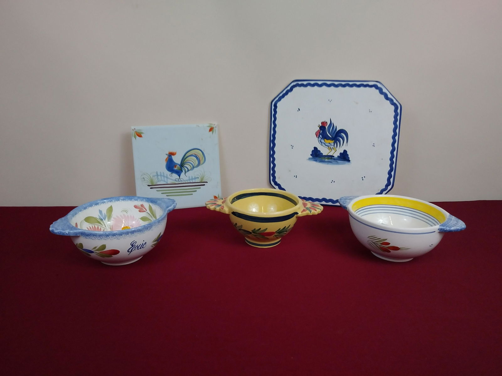 5 Pcs Quimper Pottery (1 of 3)