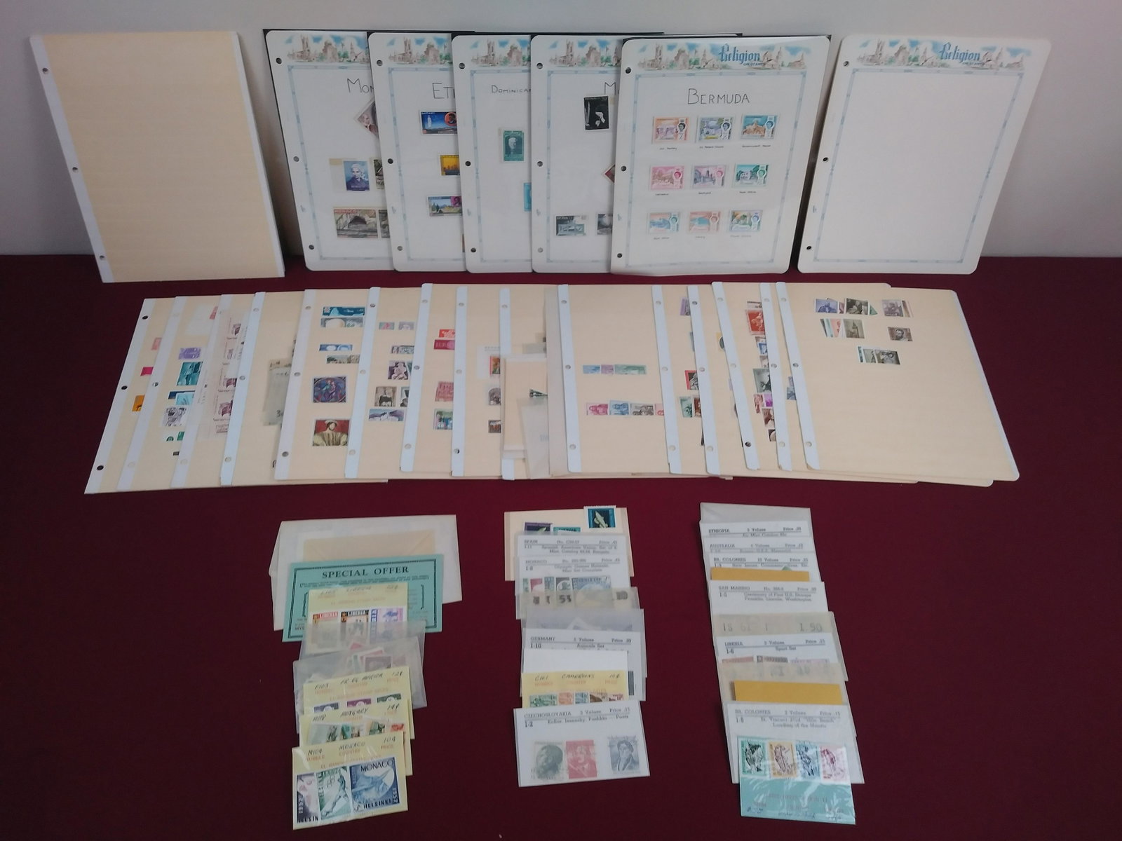 Colllection of Mint Foreign Stamps: Never hinged. Souvenir sheets in manila stock pages and glassines; mostly European, some Central America and Israel. Includes a few sets of used foreign and extra stock pages.