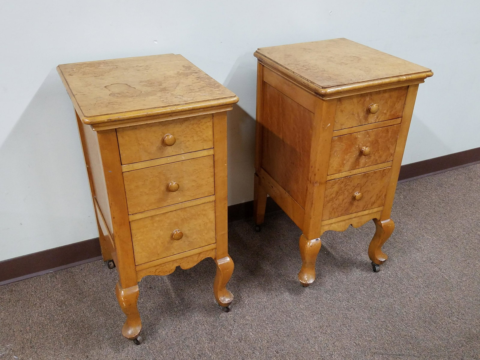 Pair of Nightstands: 16" wide X 18 1/2" deep X 31" high.