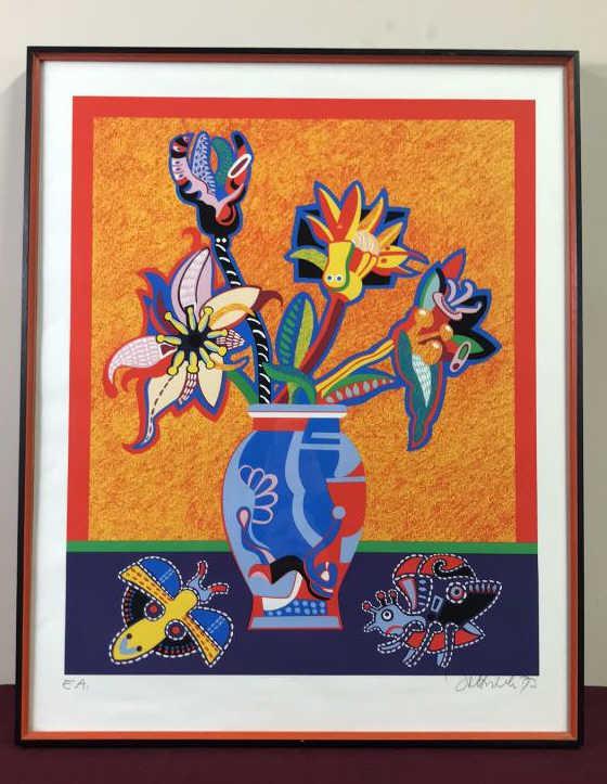 Modern Art Litho of Flowers and Insects (1 of 3)