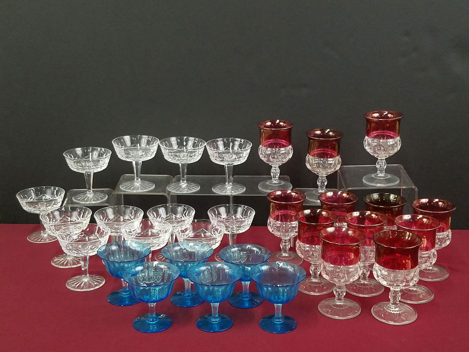 30 Pcs Stemware incl Cranberry (1 of 3)