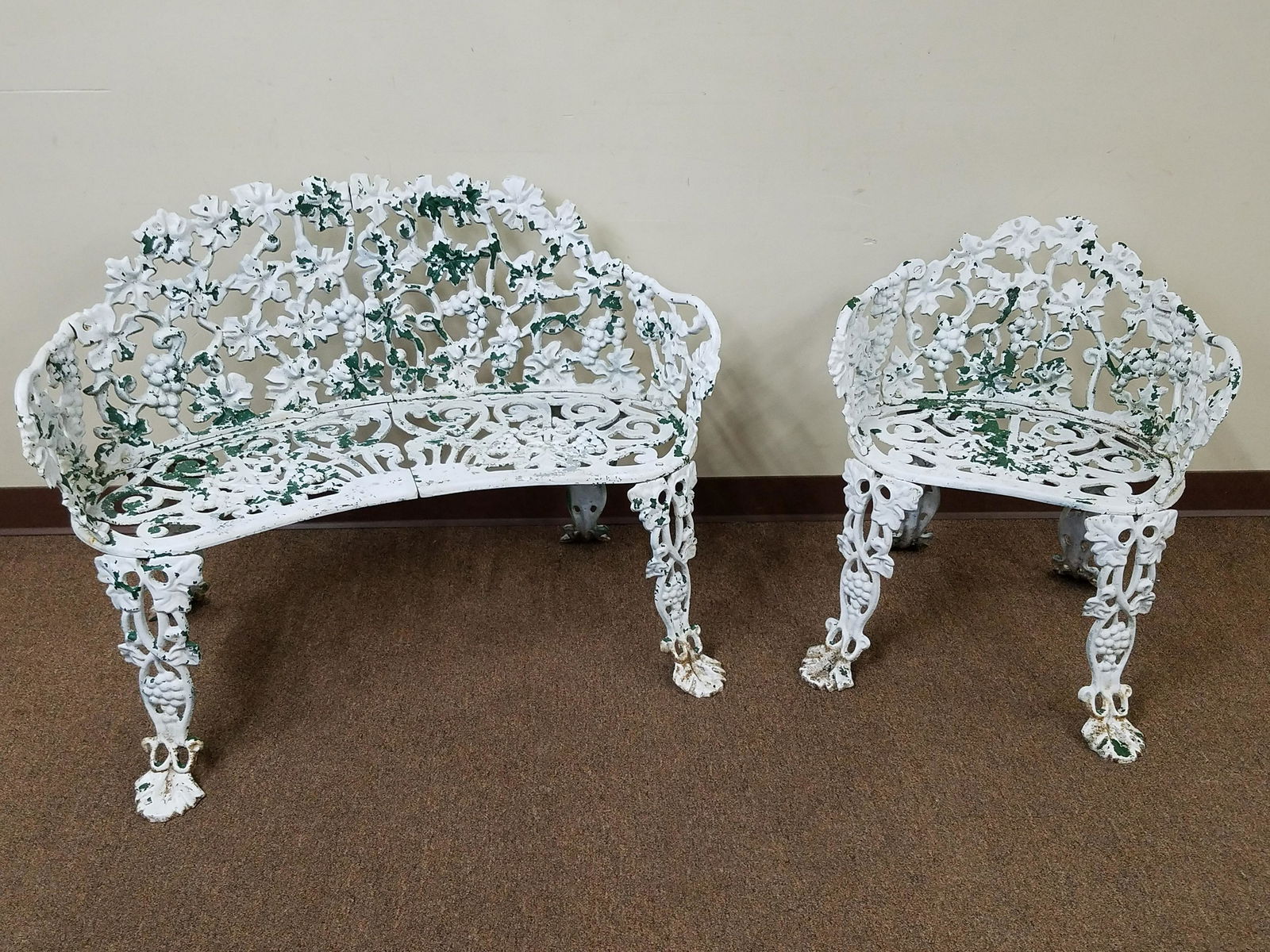 Cast Iron Grape and Vine Bench and Chair (1 of 2)