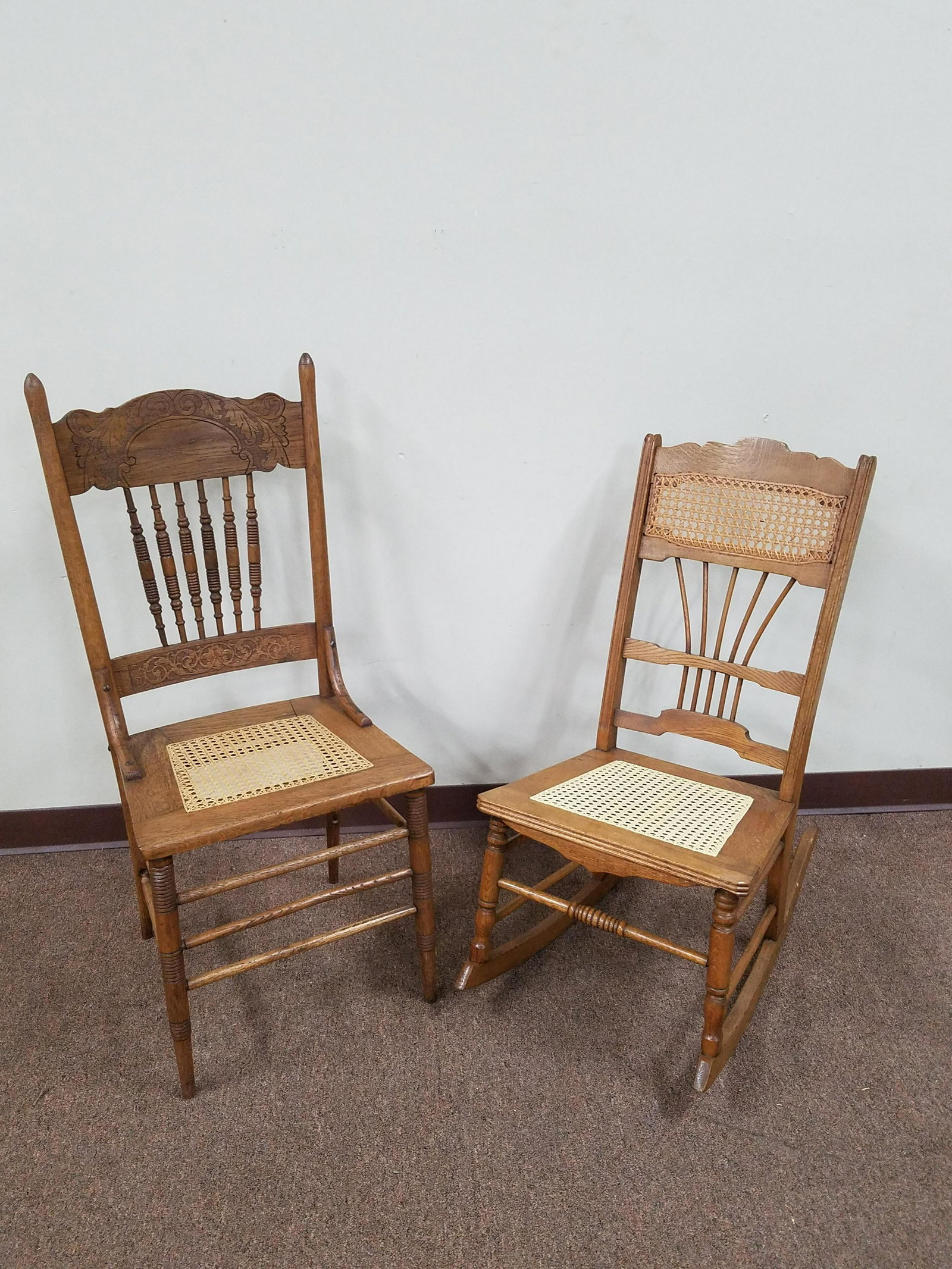 Cain Side Chair and Rocker: 18" wide X 15 1/2" deep X 38" high.