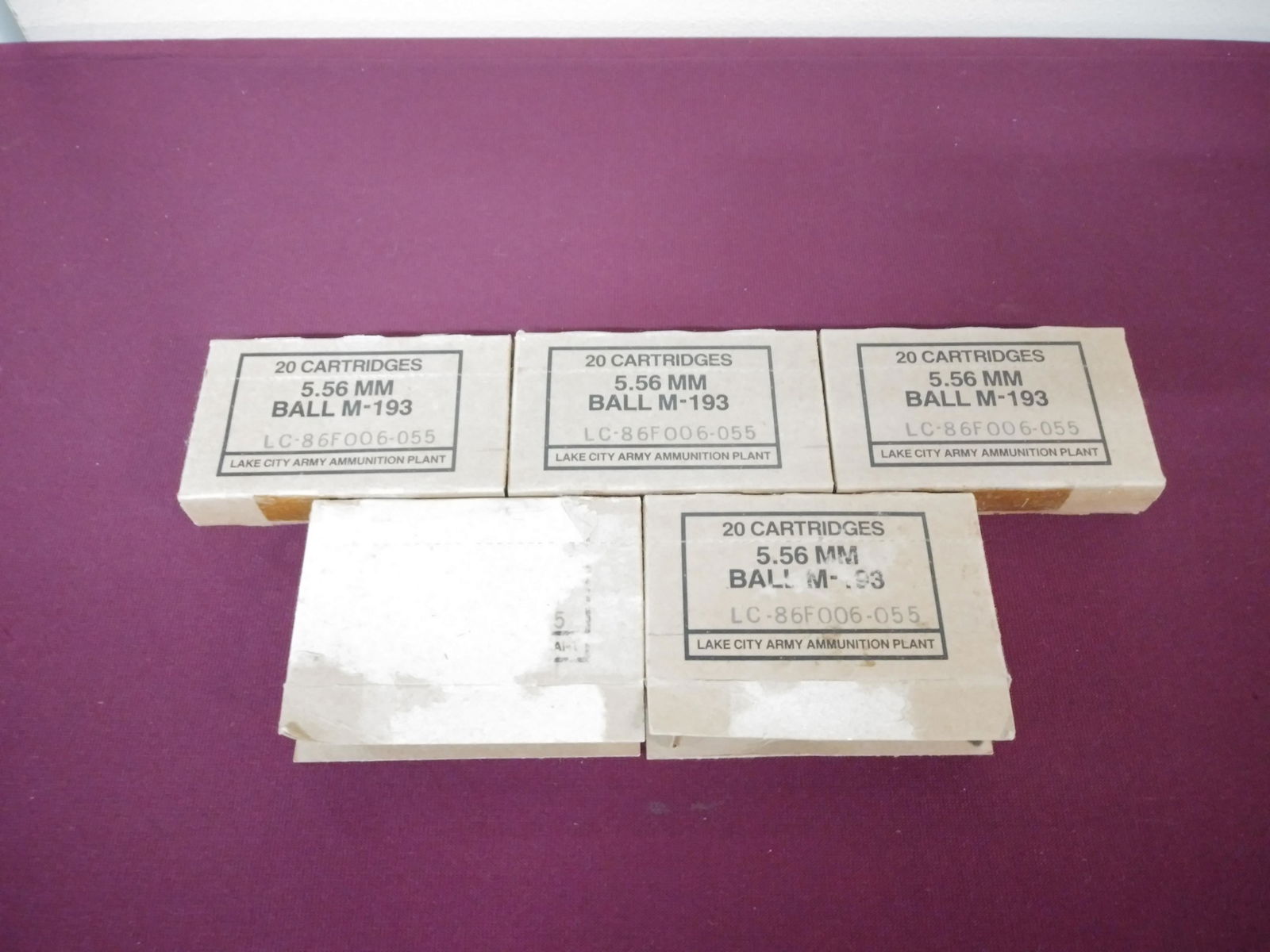 5 Boxes 5.56mm Ball M-193 Ammo (1 of 1)