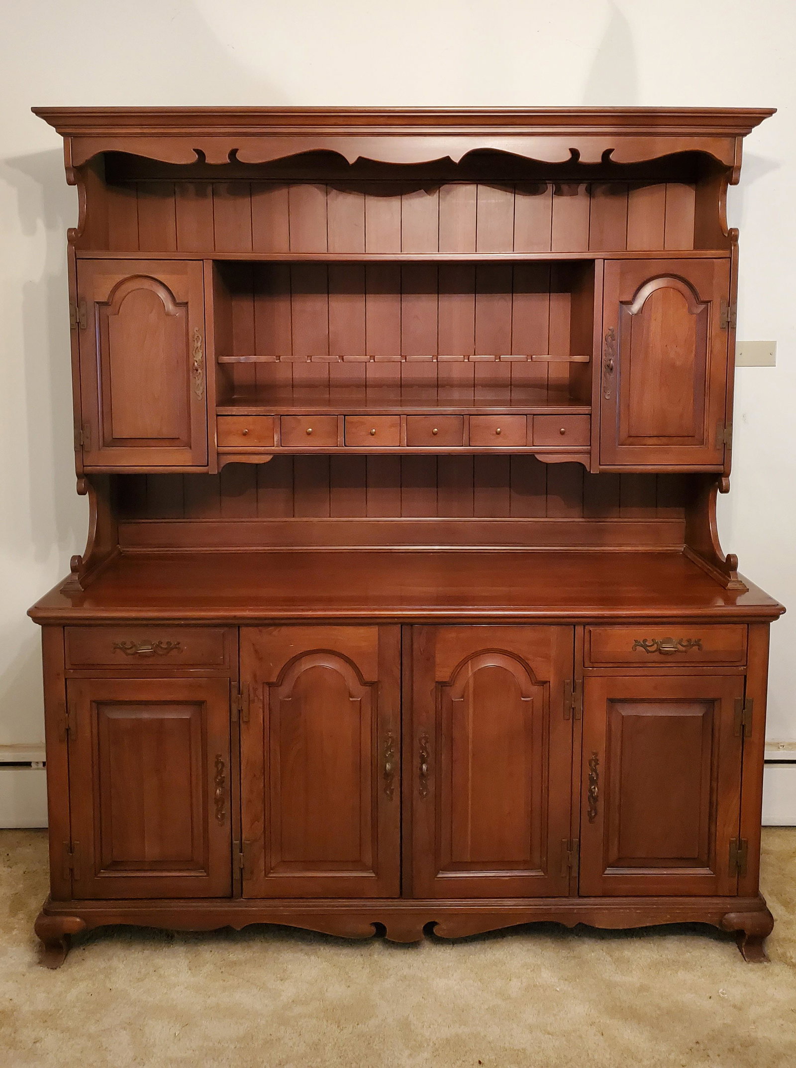 Tancher Country Squire Hutch: 66" wide x 21" deep x 76" high. Minor losses.