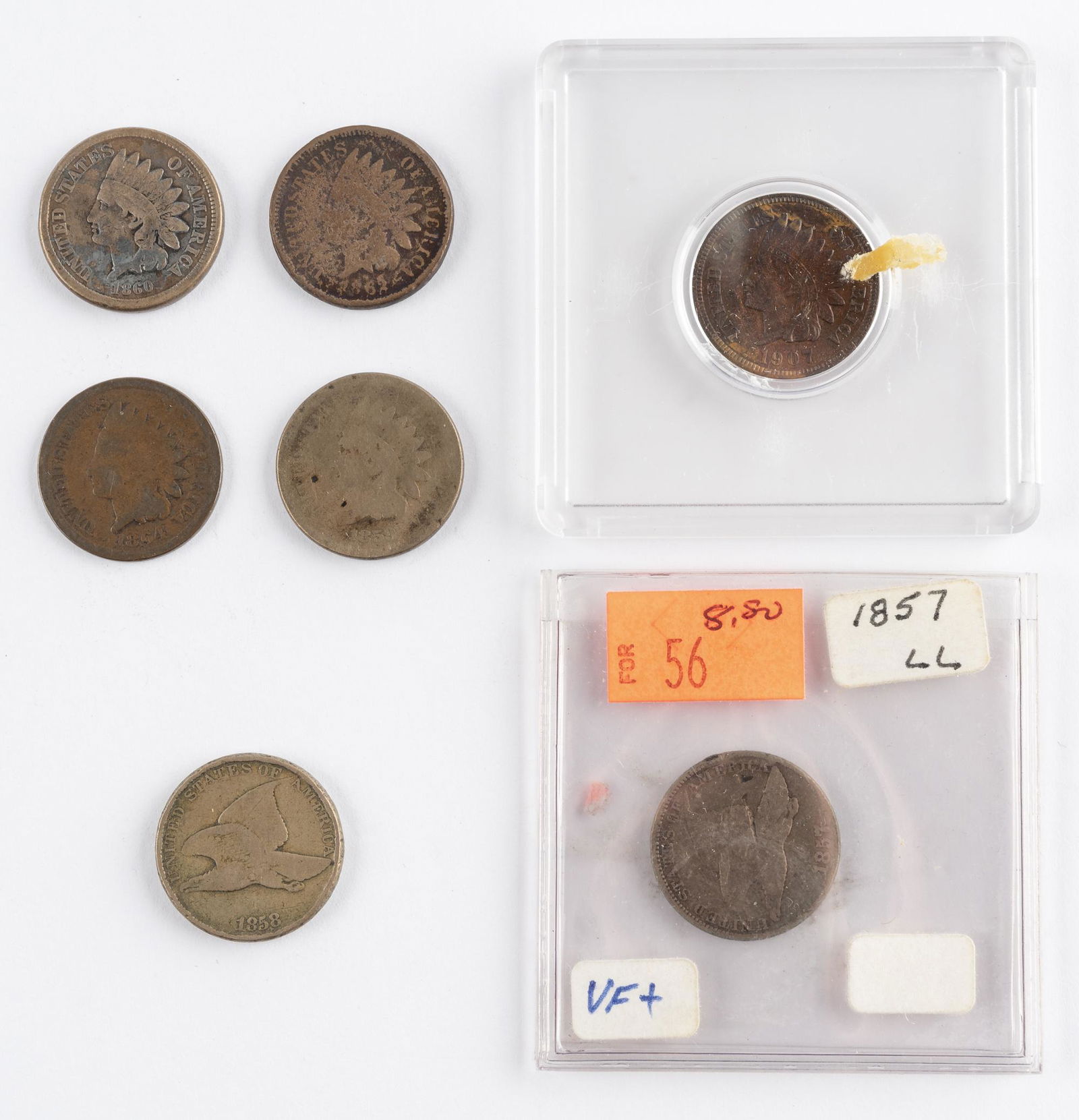 7 Flying Eagle And Indian Cents (1 of 2)