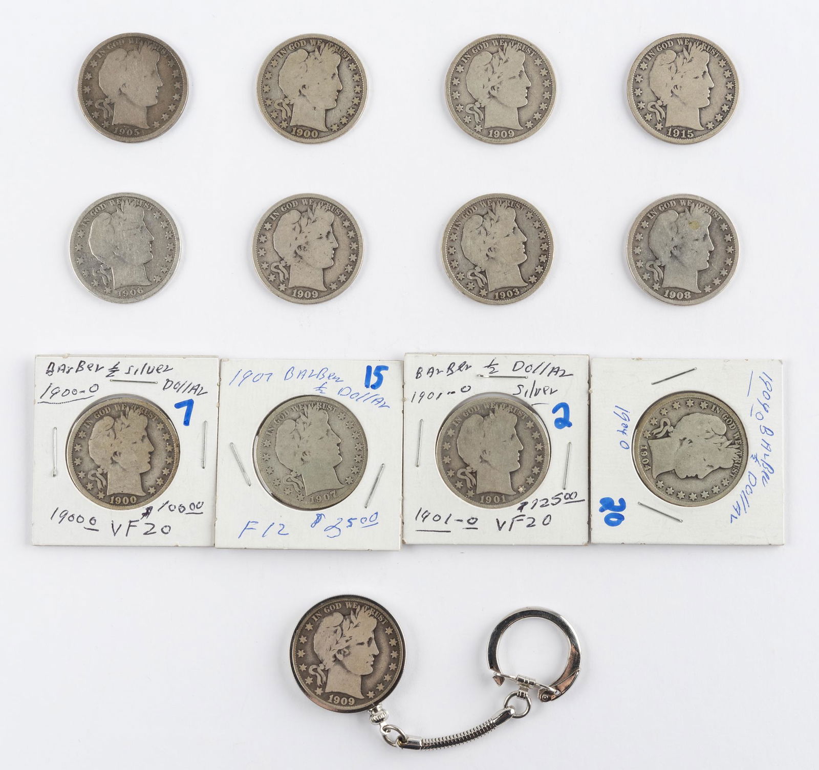 13 U. S. Barber Half Dollars (1 of 2)