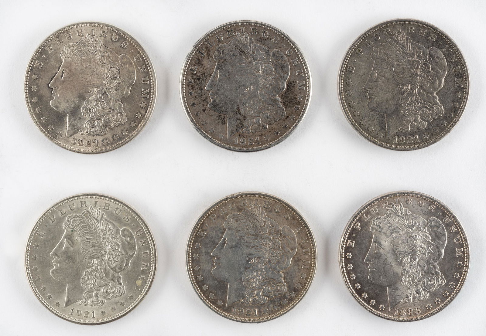 6 U. S. Morgan Silver Dollars (1 of 2)