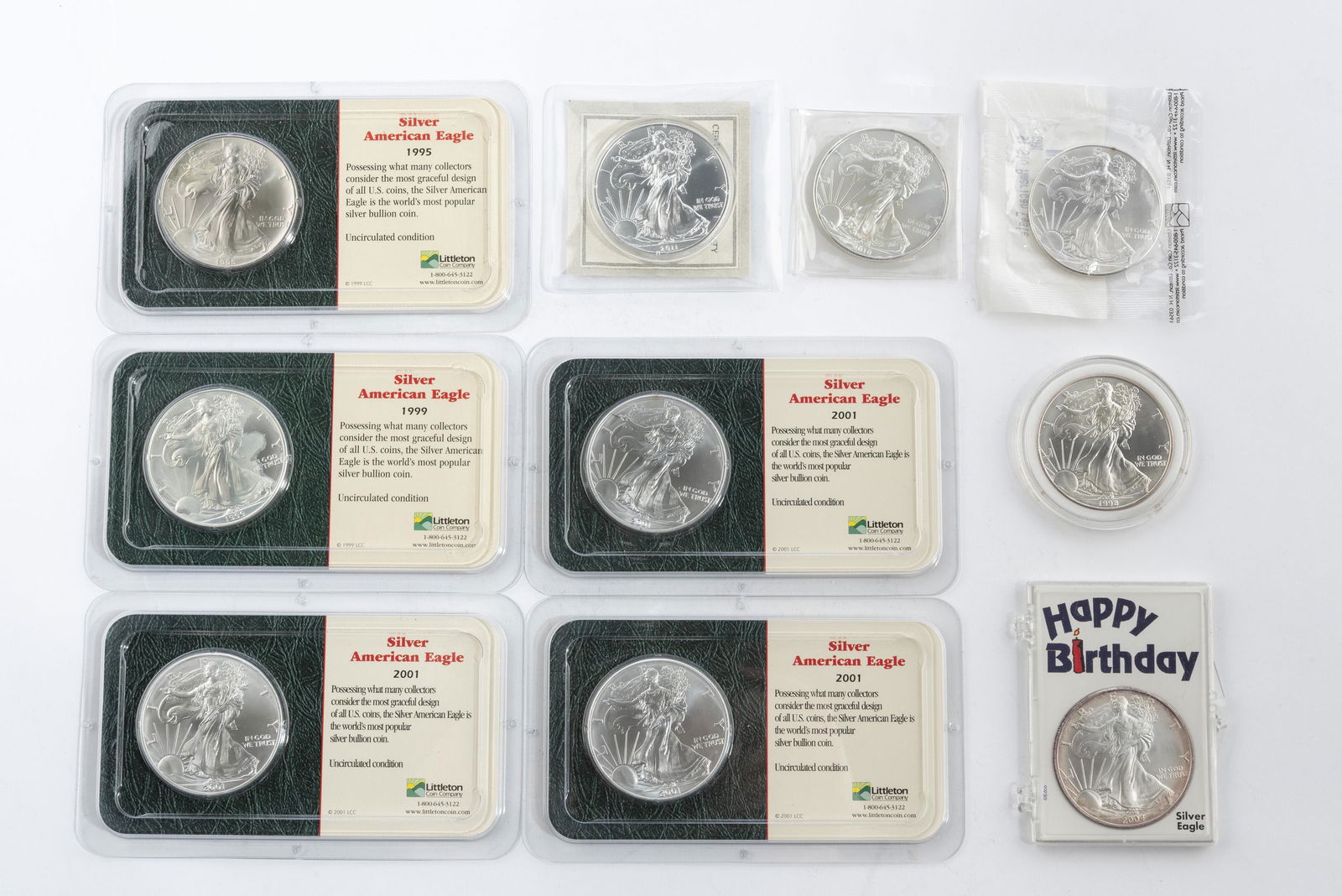 10 Uncirculated American Silver Eagles (1 of 2)
