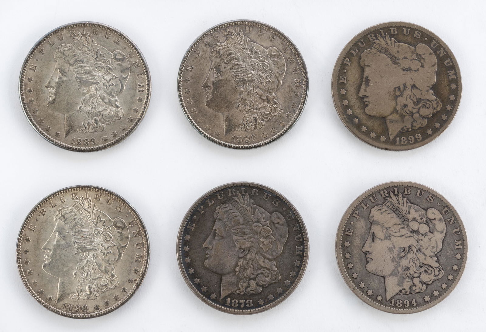 6 U. S. Morgan Silver Dollars (1 of 2)