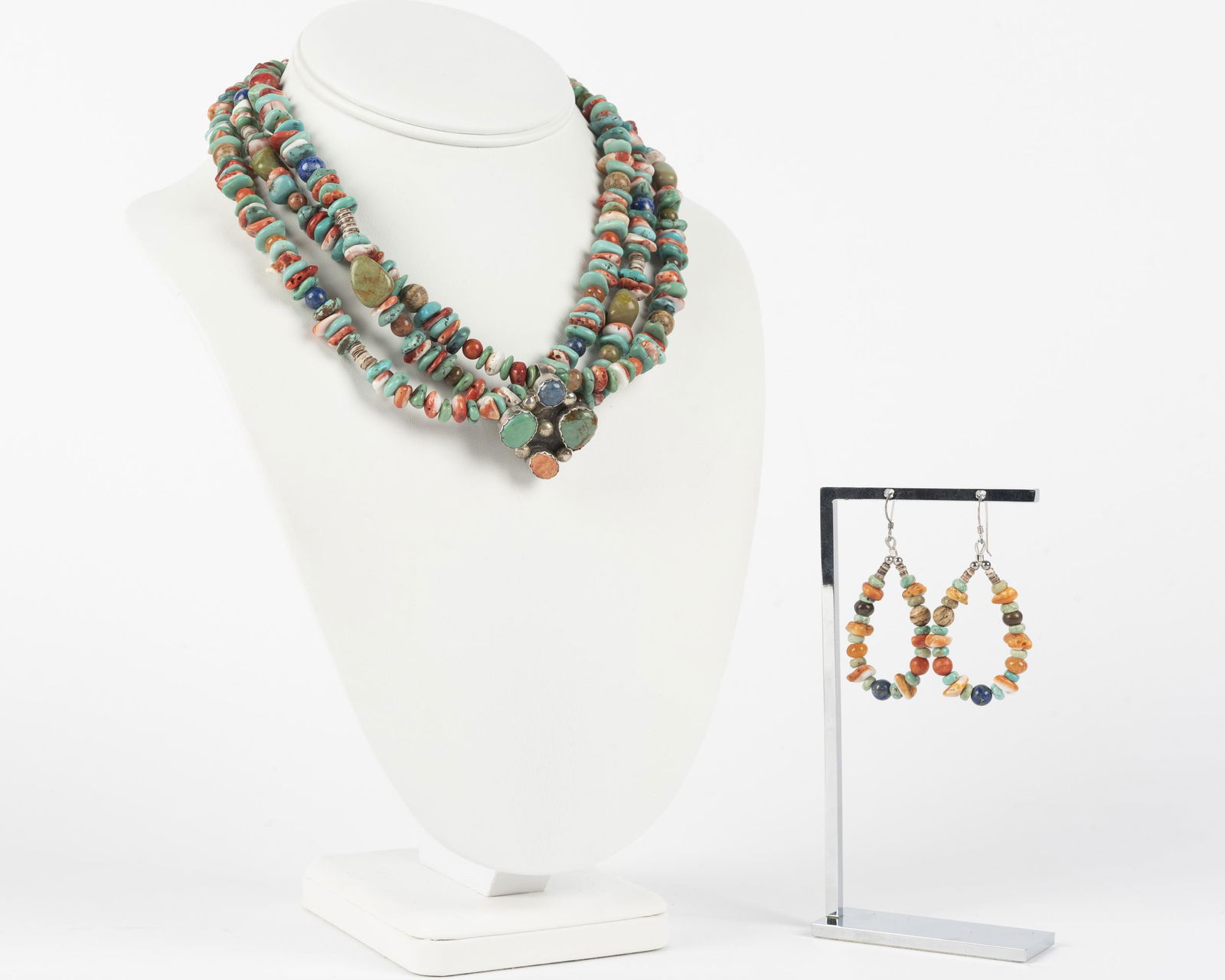 Polished Bead Necklace with Slide And Earrings (1 of 5)
