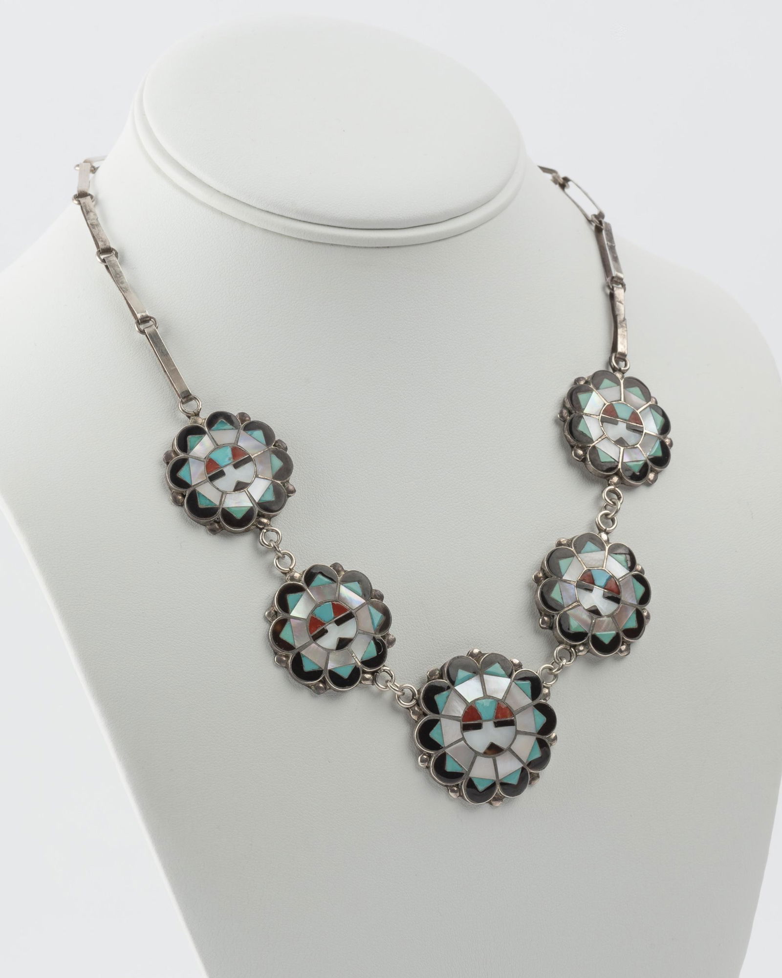 Deane Qualo Zuni Inlay Sun Face Necklace (1 of 3)