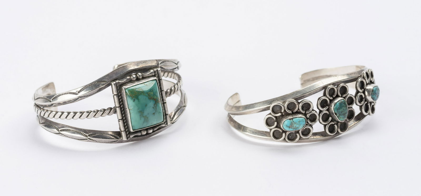 2 Silver And Turquoise Cuff Bracelets (1 of 6)