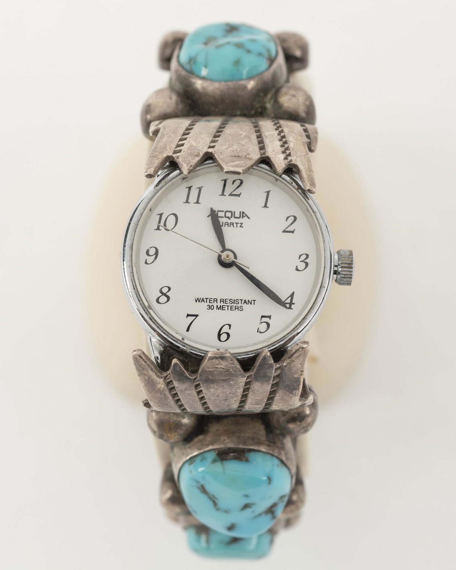 Turquoise And Silver Watch Cuff Bracelet (1 of 5)