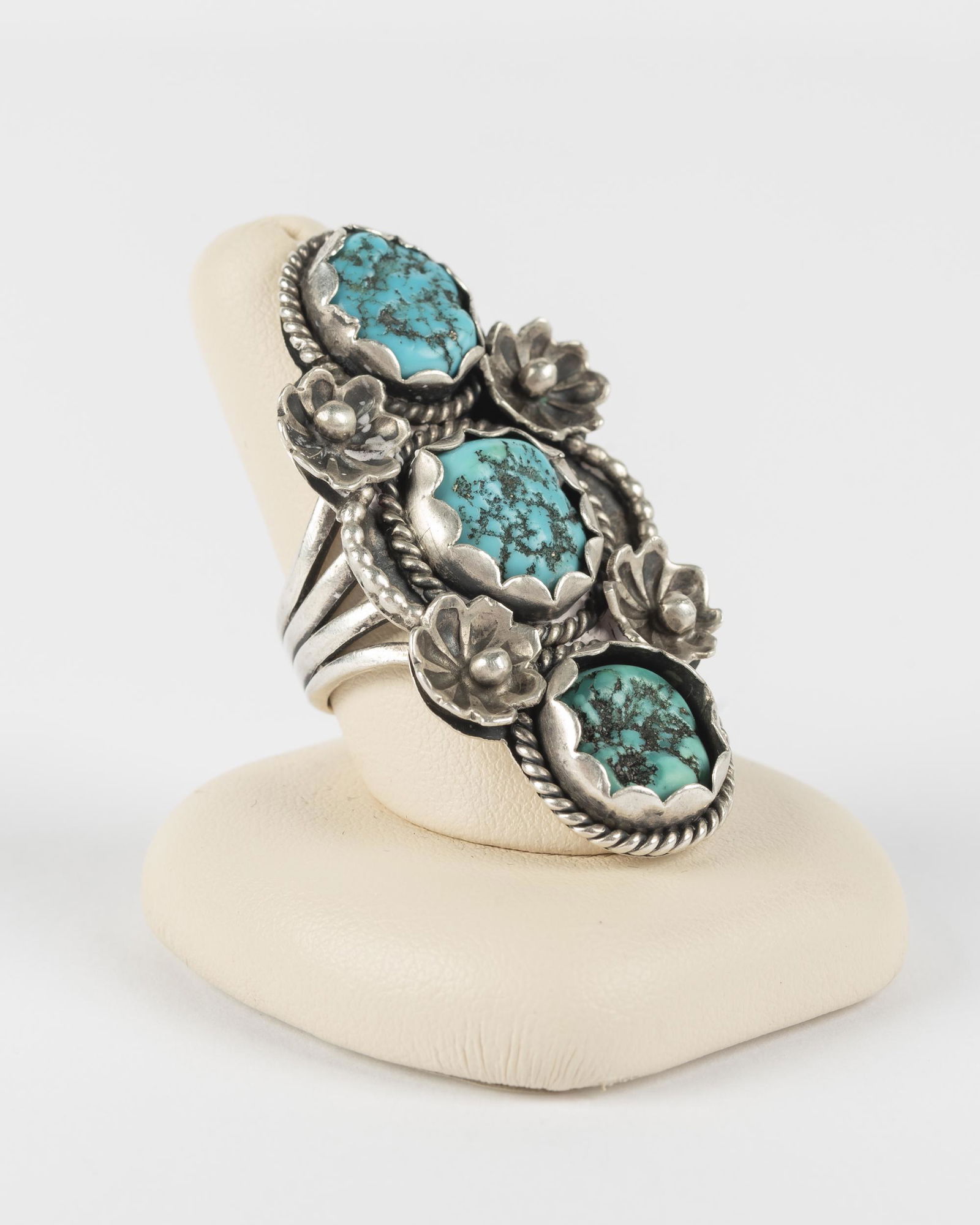 Silver And Turquoise Floral Ring (1 of 2)