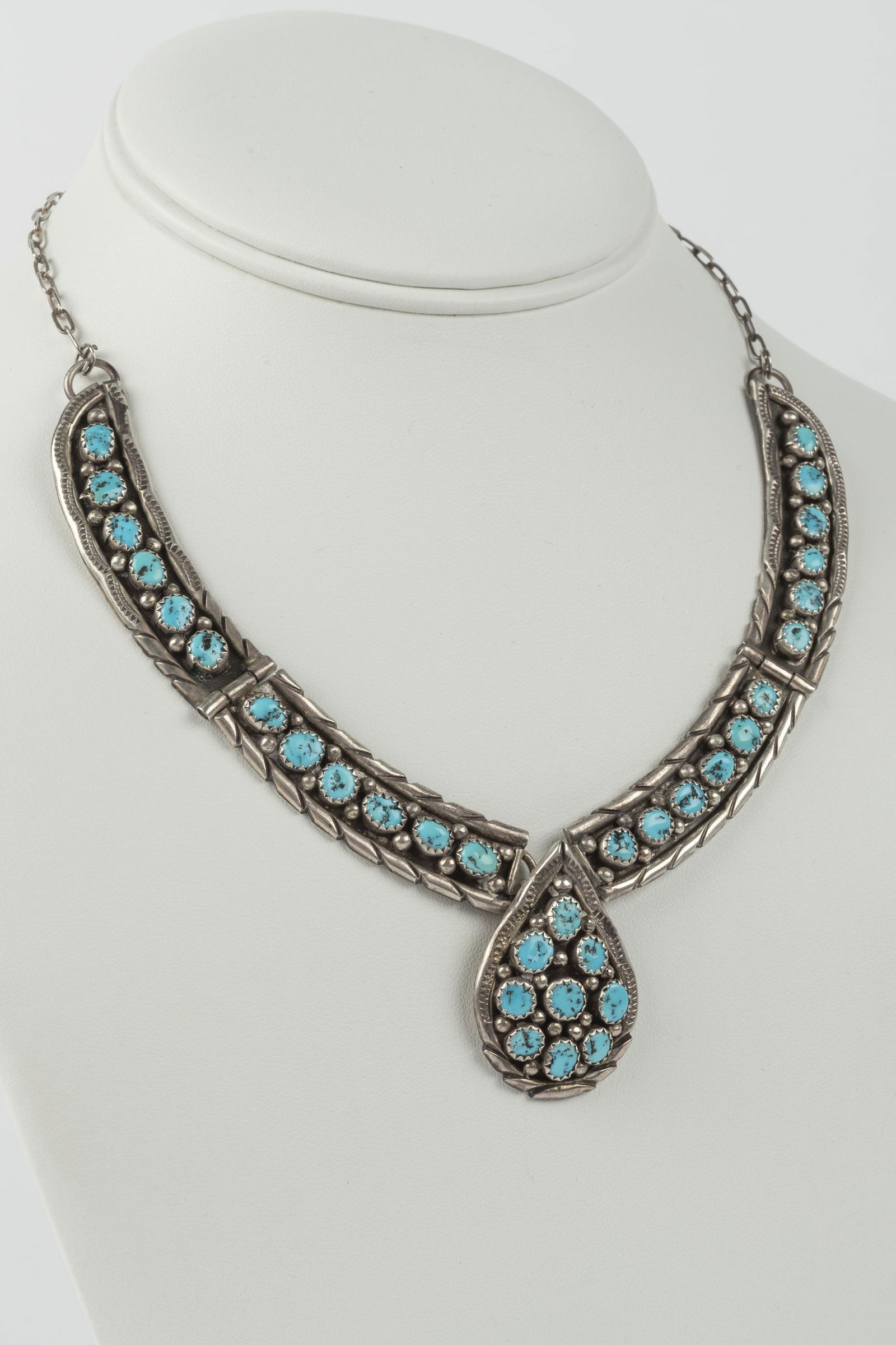 Carlos Navajo Turquoise & Silver Pendant Necklace (1 of 4)