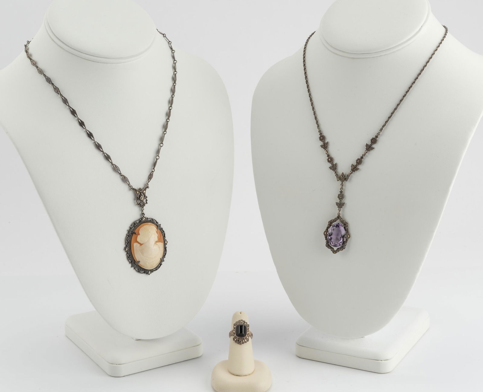 3 Pcs Antique Silver & Marcasite Jewelry (1 of 5)