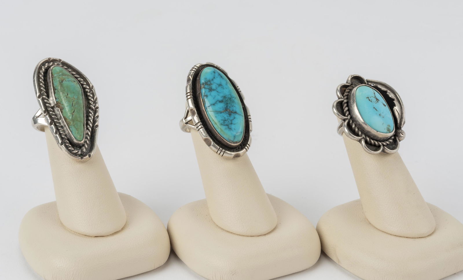 3 Navajo Silver And Turquoise Rings (1 of 5)