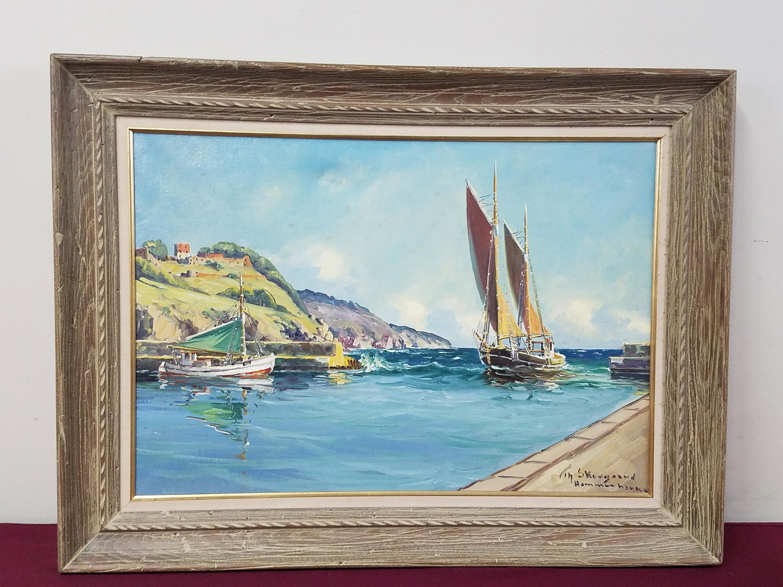 T. H. Skovgaard Sail Boats Painting: Overall with frame 24" high x 32" wide.
