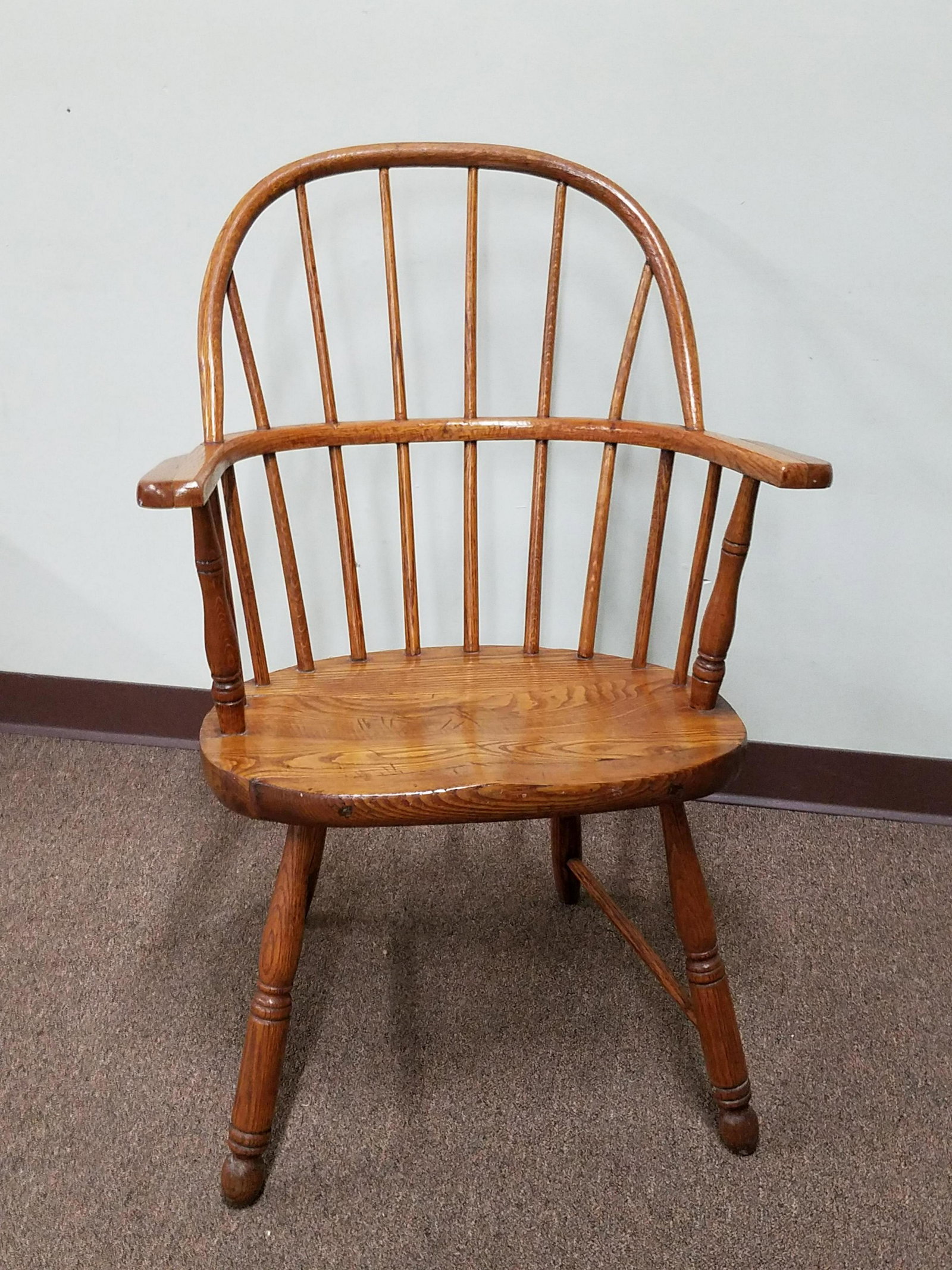 Windsor Style Arm Chair: 24-1/2" wide x 17" deep x 35-1/2" high.