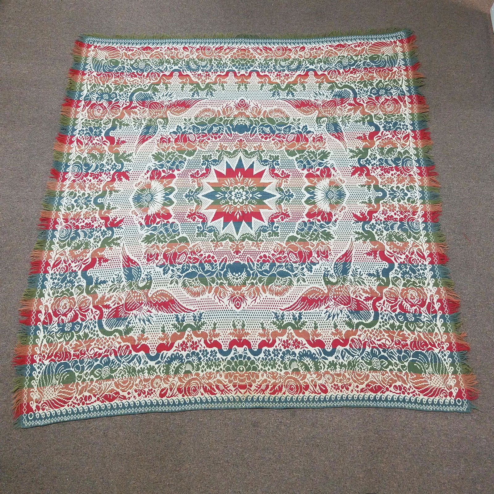 Multi-colored Coverlet with Eagles (1 of 4)