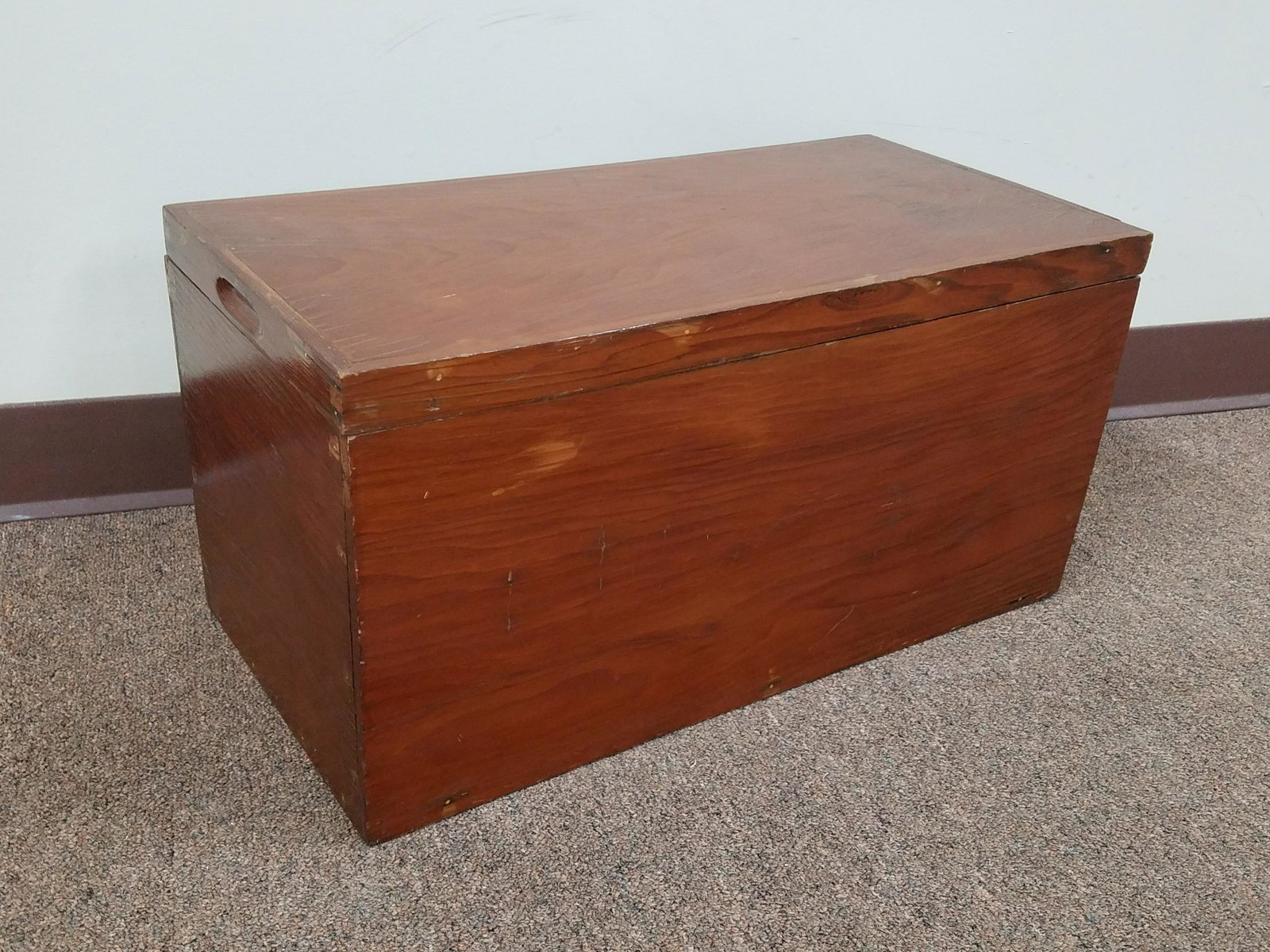 Wood Storage Box: 24" wide X 12" deep X 12" high.