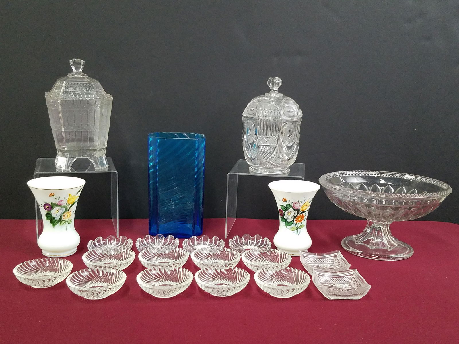 21 Pcs Glassware and Tole Painted Tray (1 of 9)