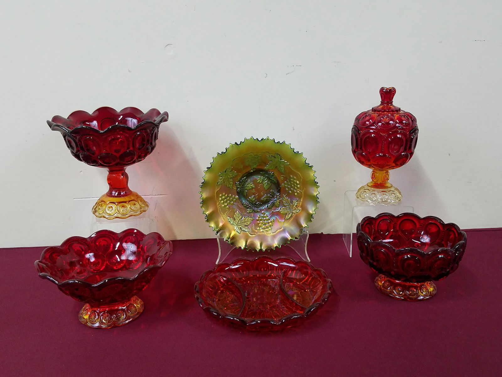 6 Pcs Glass incl Grape and Cable Carnival Dish (1 of 6)