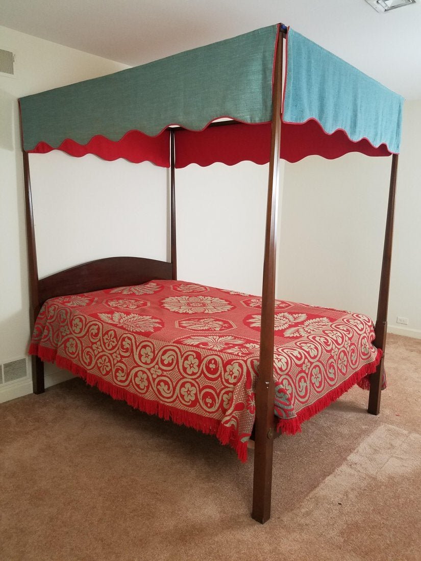 Canopy Bed with Coverlet: Bed: 57" wide x 78" deep x 82" high.