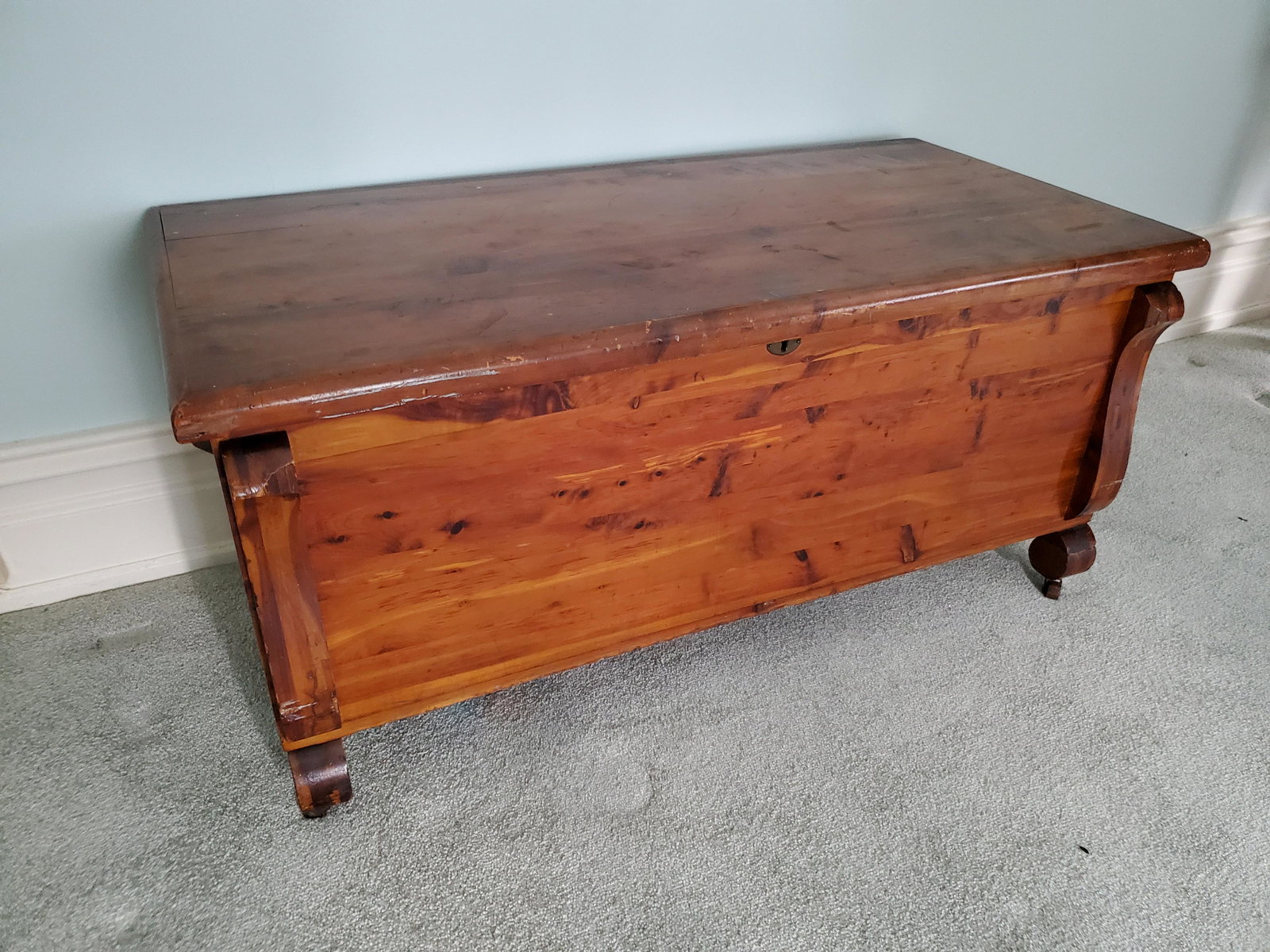 Cedar Chest: 42" wide X 20" deep X 19" high. IMPORTANT: Before bidding, please read the terms and conditions below. When you registered for the auction you agreed to these terms and will be required to comply with