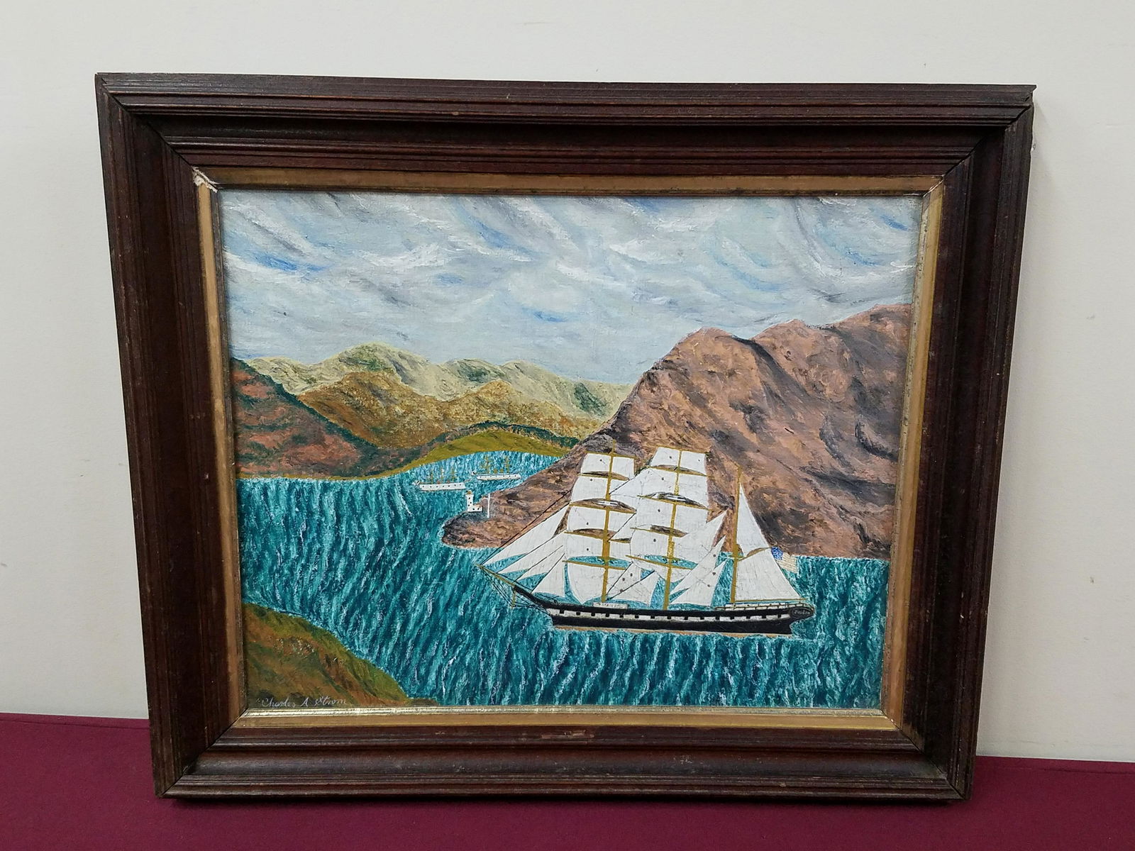 Charles A Strom Tall Ship Painting (1 of 3)