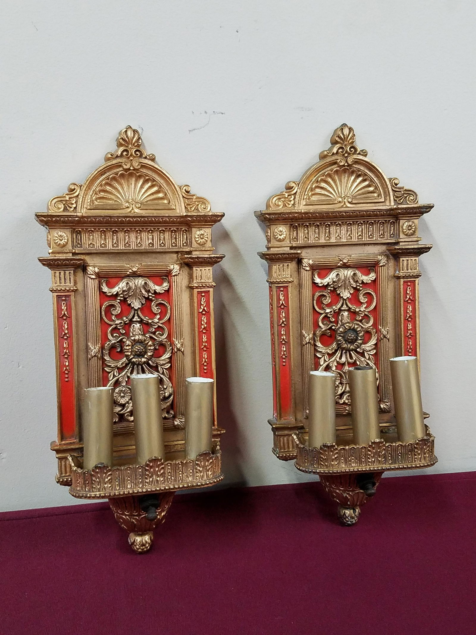 Heavy Antique Bronze Wall Scones (1 of 4)