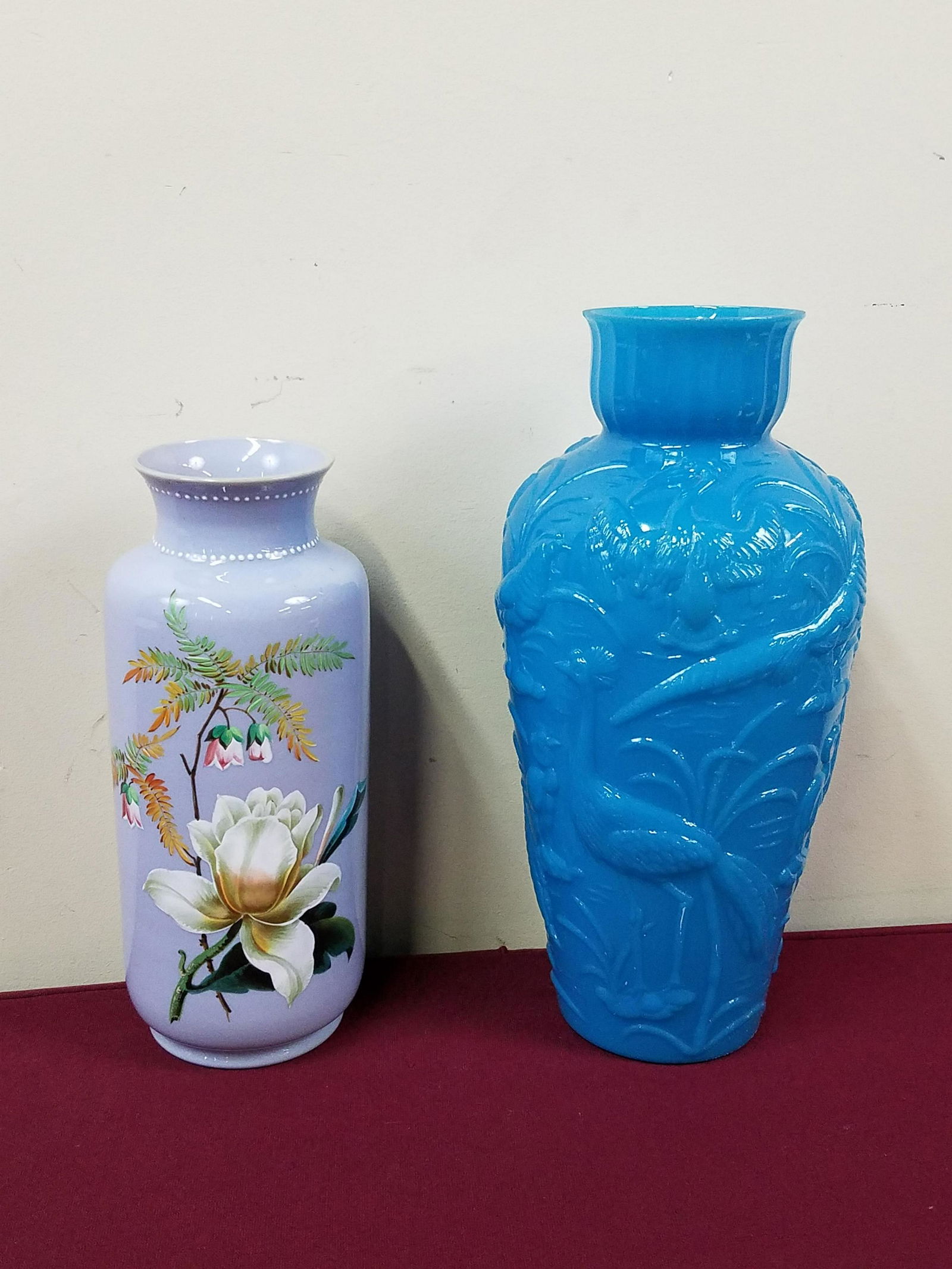 2 Glass Vases incl Painted (1 of 2)