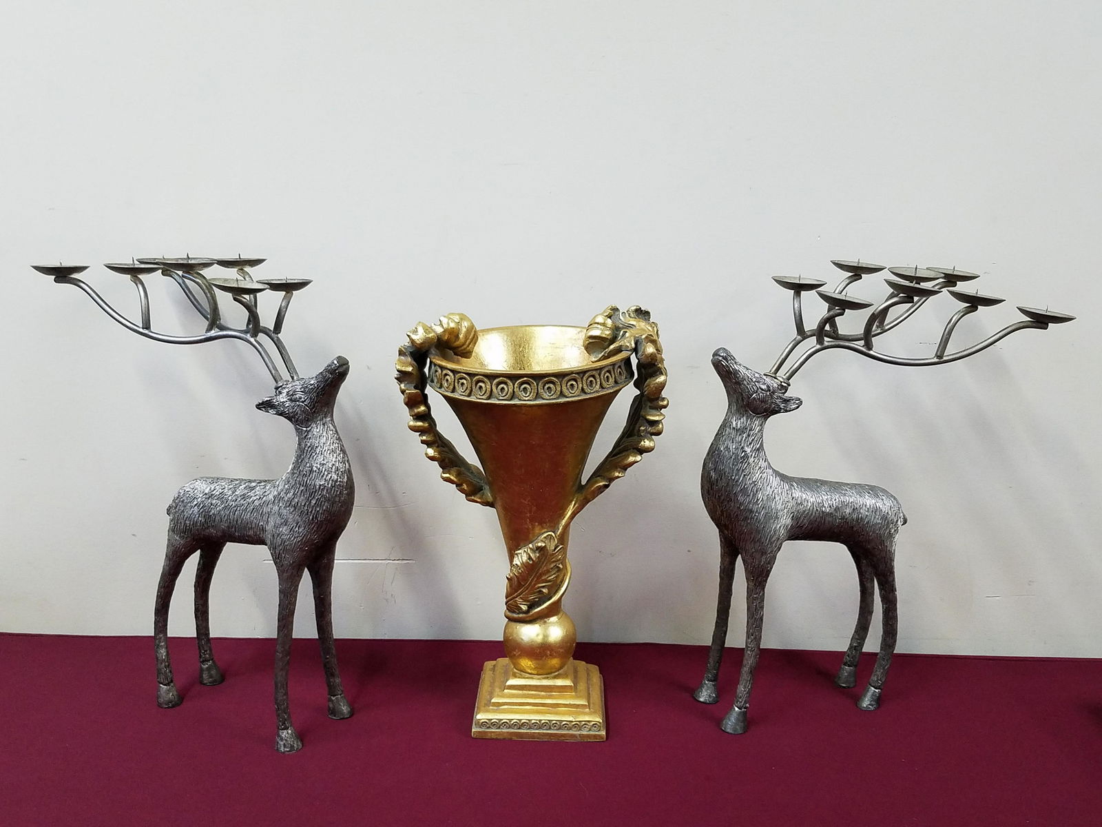 2 Deer Candle Holders and Painted Urn (1 of 2)