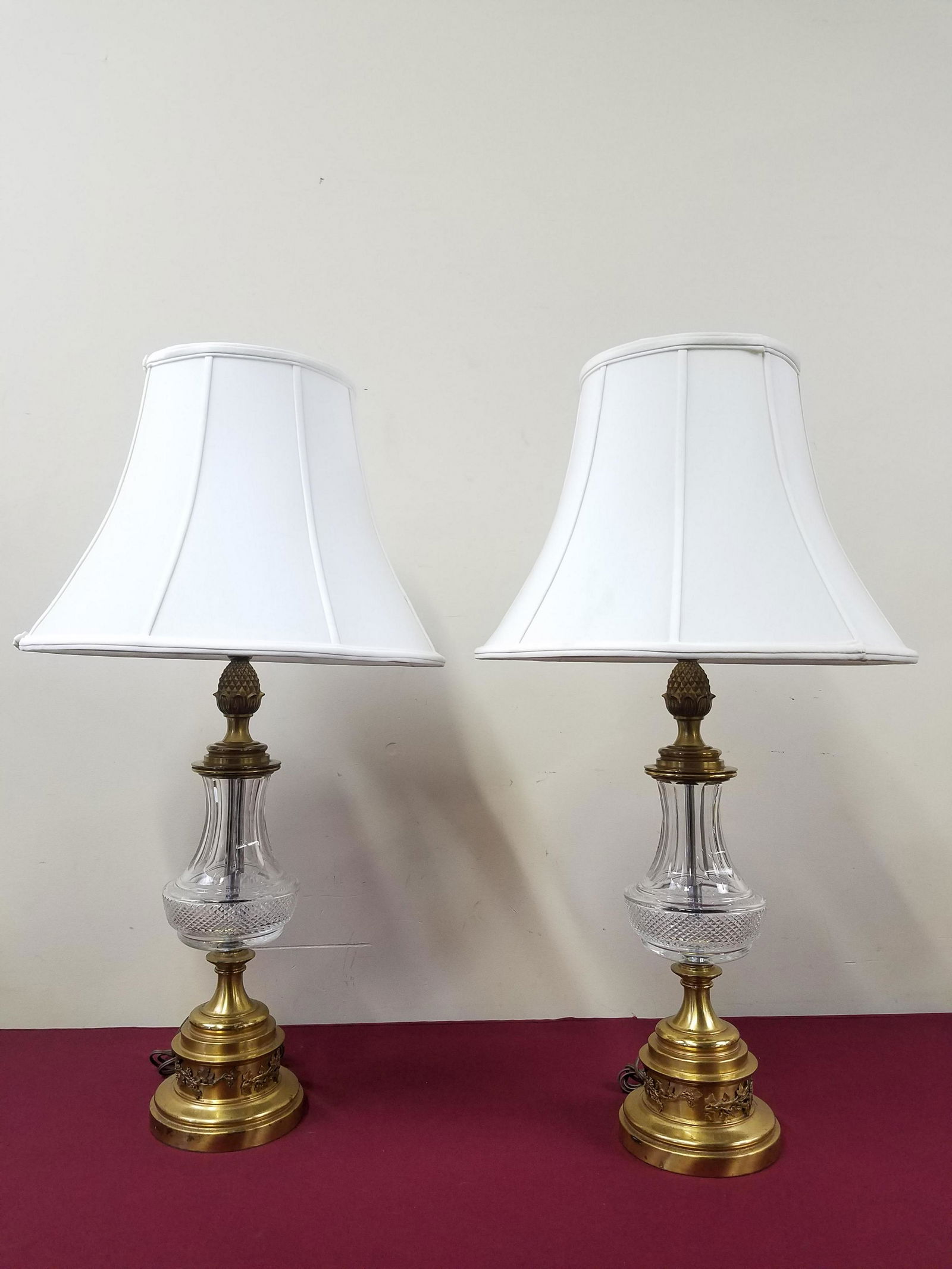 Pr. Brass and Cut Glass Table Lamps (1 of 2)