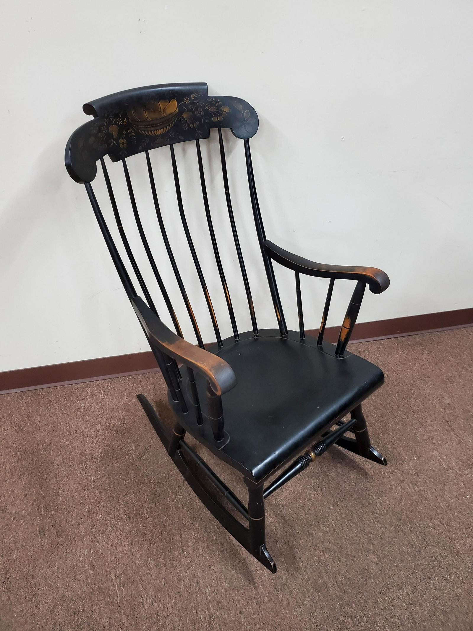 Painted Rocker: 23" wide X 31" deep X 42" high. IMPORTANT: Before bidding, please read the terms and conditions below. When you registered for the auction you agreed to these terms and will be required to comply with