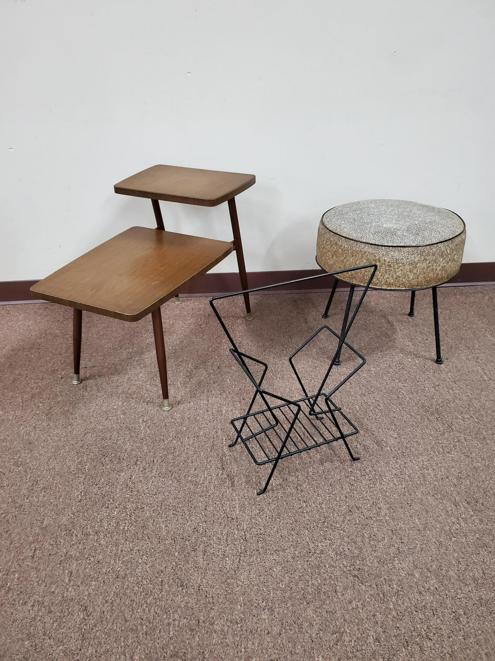 Vintage Magazine Stand, Stool and Side Table (1 of 1)