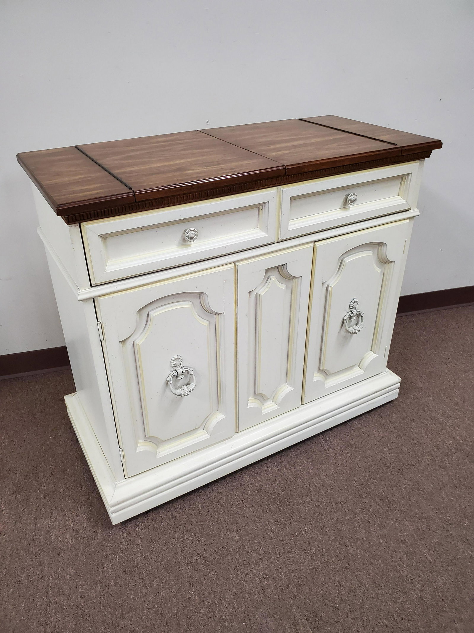 Bernhardt Server: 40" wide X 19" deep X 34 3/4" high. IMPORTANT: Before bidding, please read the terms and conditions below. When you registered for the auction you agreed to these terms and will be required to comply 