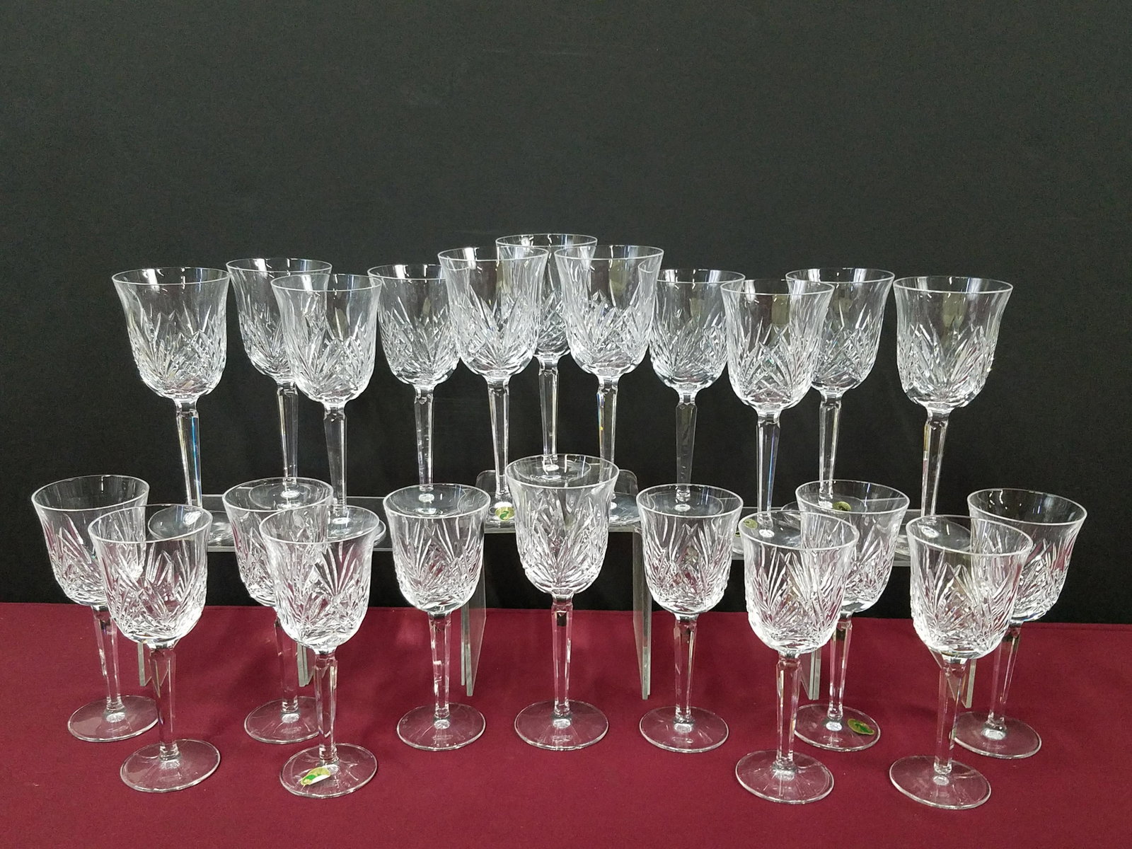 22 Pcs Waterford Leana Stemware: Includes 12 water goblets and 10 wine glasses. 1995-2017. IMPORTANT: Before bidding, please read the terms and conditions below. When you registered for the auction you agreed to these terms and will 