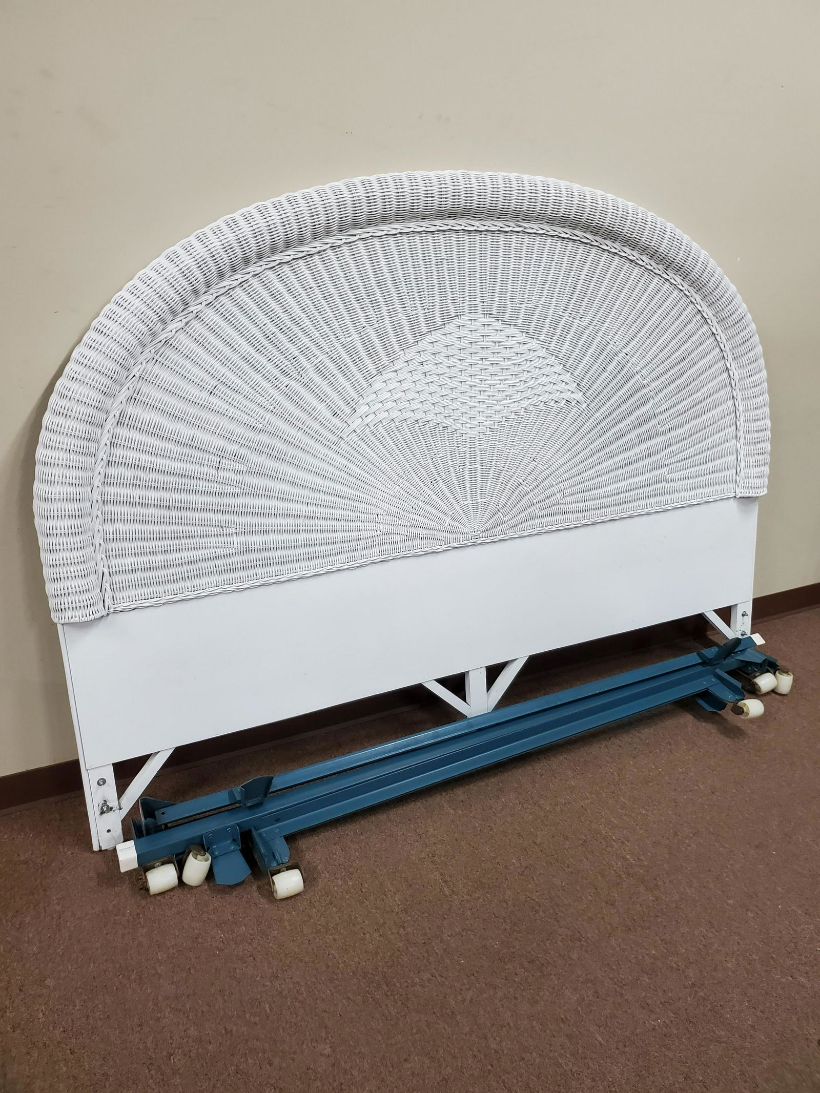 Wicker Head Board and Metal Bed Frame (1 of 1)