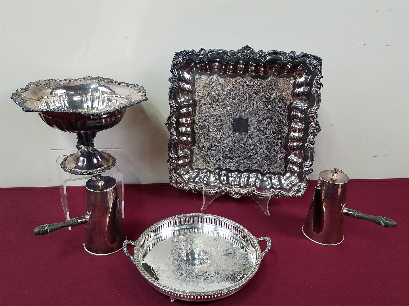 5 Pcs Silverplate incl Chocolate Pots (1 of 9)