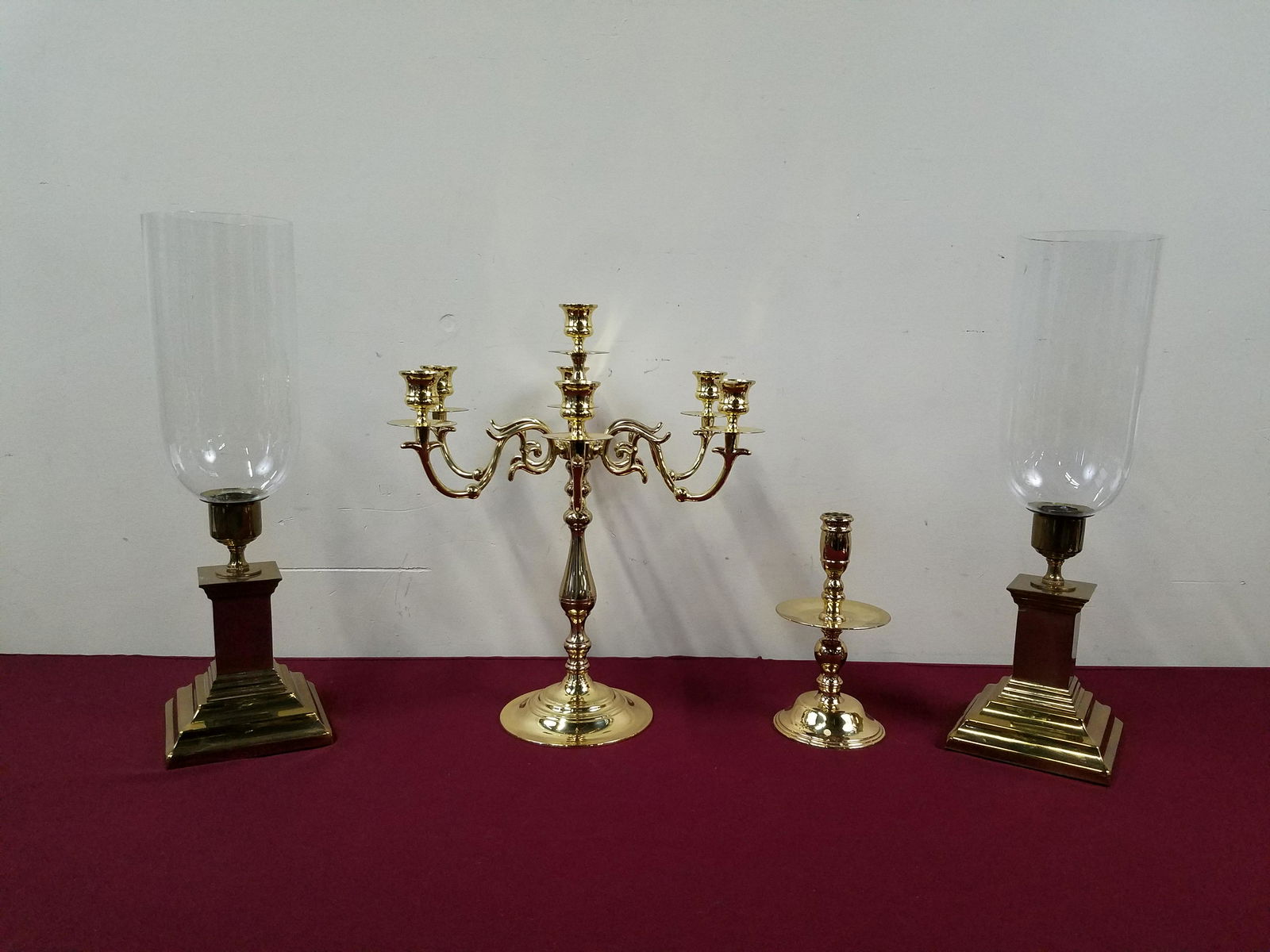 4 Brass Candle Holders incl 7 Light Candleabra (1 of 5)