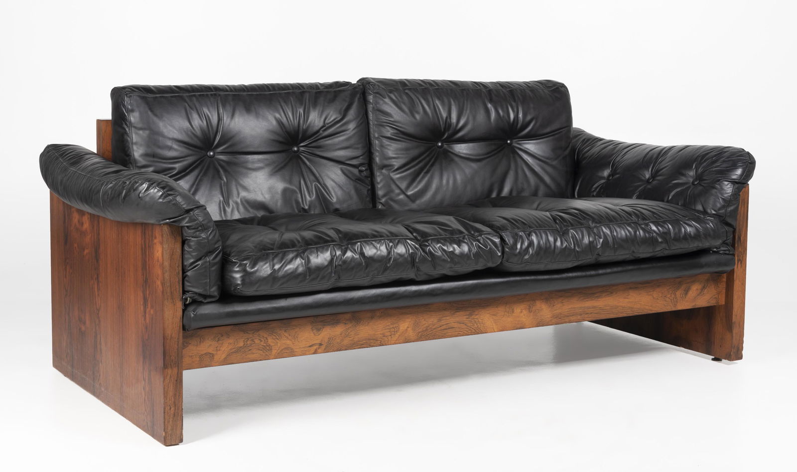 Mid Century Modern Rosewood and Leather Settee (1 of 5)