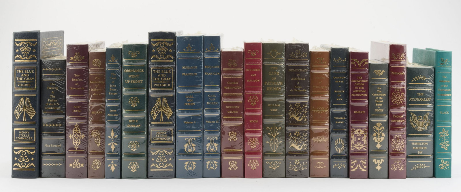 20 Collector's Edition Books on American History: DESCRIPTION: Twenty leather bound limited edition volumes on American history. Easton Press volumes includes "The Blue and the Gray Vol I", "The Blue and the Gray Vol II", and "Ordnance Went Up Front"