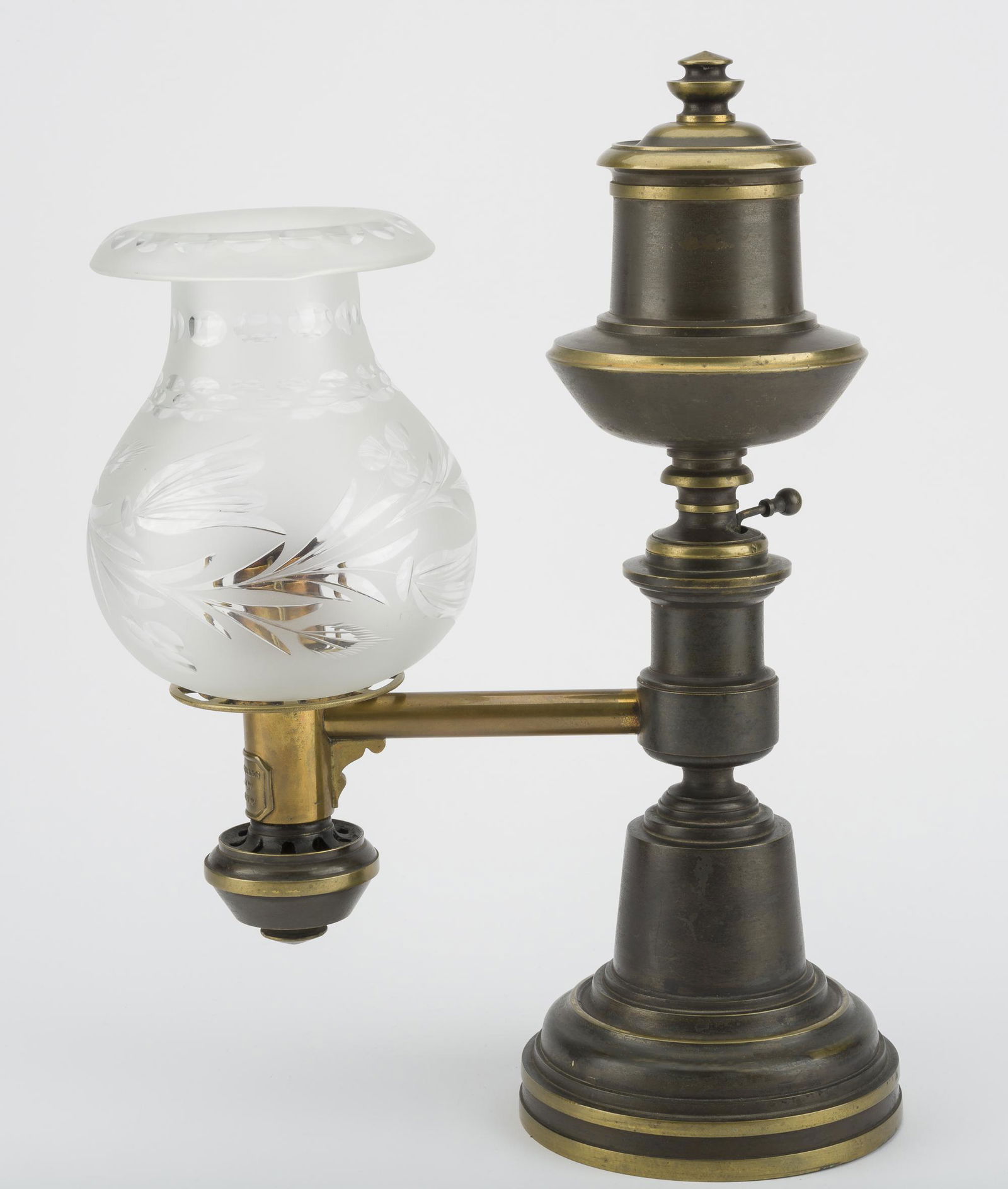 Alfred Welles Bronze Single-Arm Argand Lamp (1 of 7)