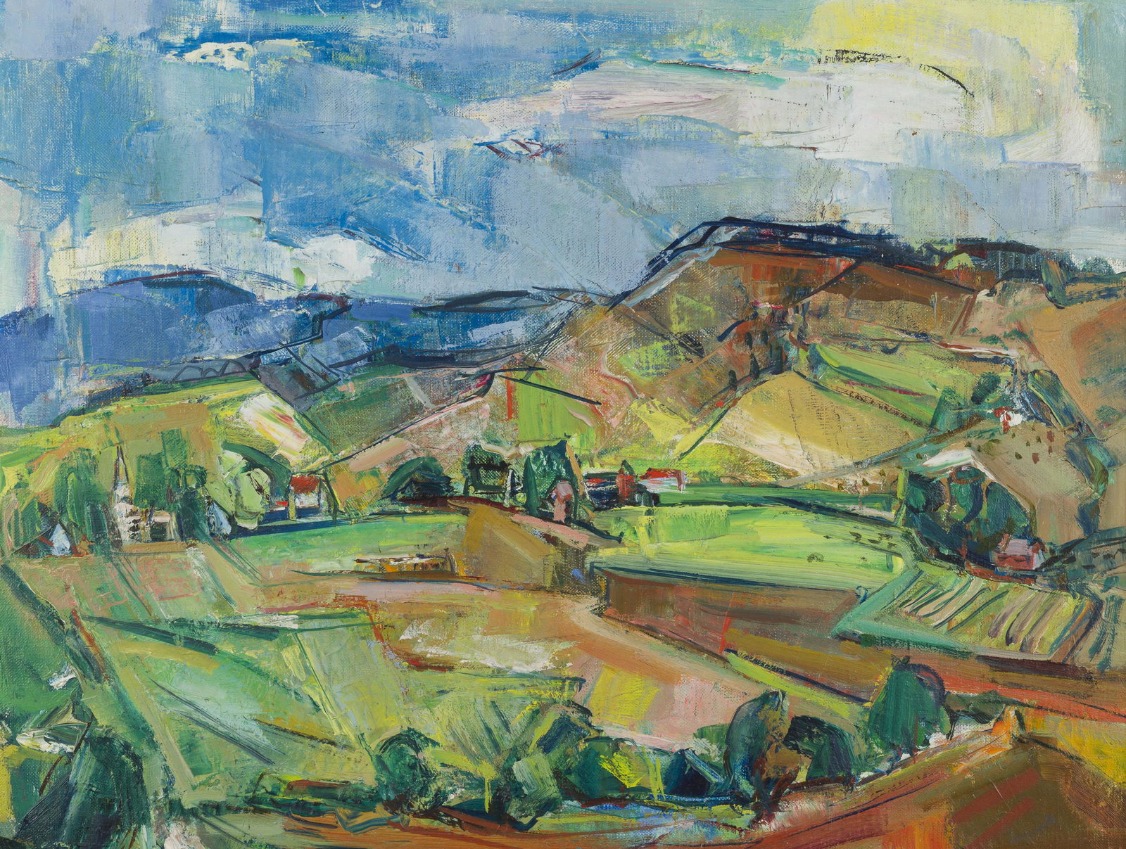Marion Huse (Massachusetts, 1896-1967): DESCRIPTION: Marion Huse (Massachusetts, 1896-1967). Oil on canvas. Vermont Valley. Signed lower right. In gilt frame. PROVENANCE: By descent in artist's family to the Fuller Museum of Art (gift of ar