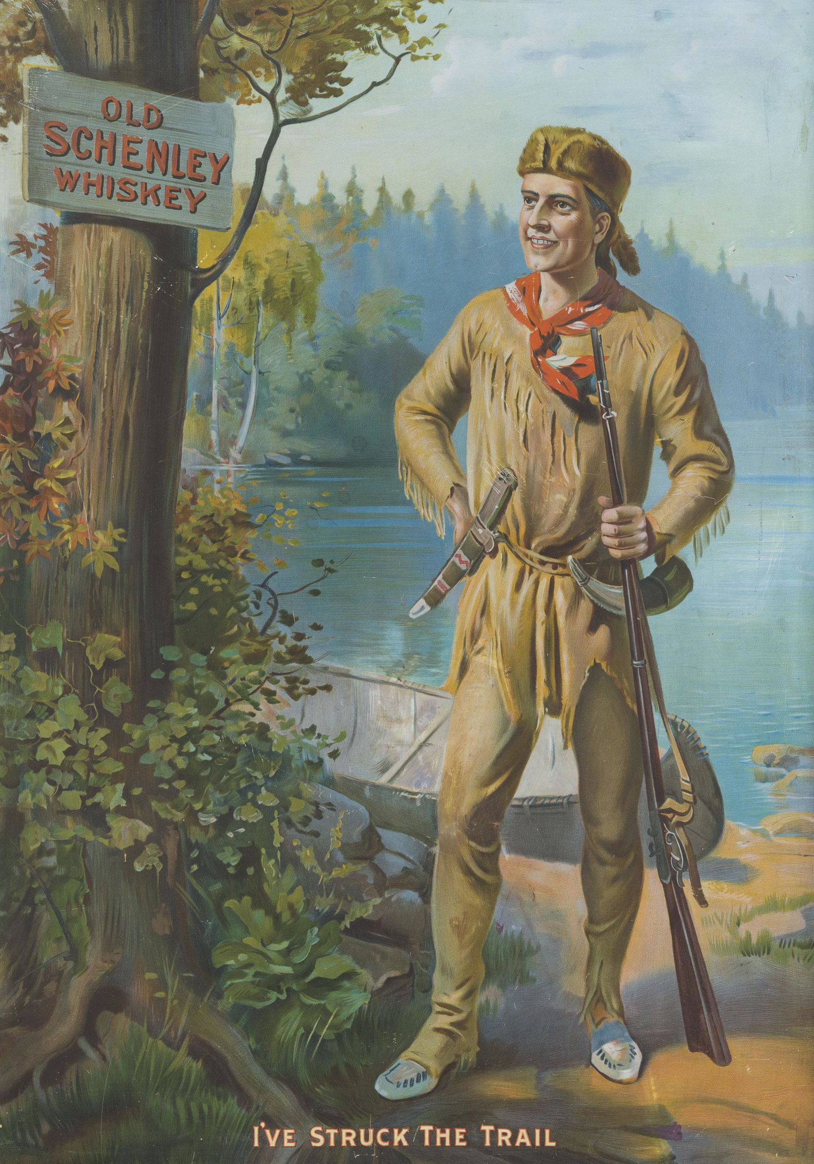 Old Schenley Whiskey Tin Litho Advertising Sign (1 of 4)