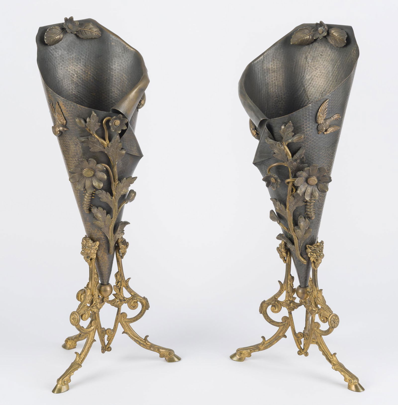 Pr of Aesthetic Movement Brass Flower Holders (1 of 6)