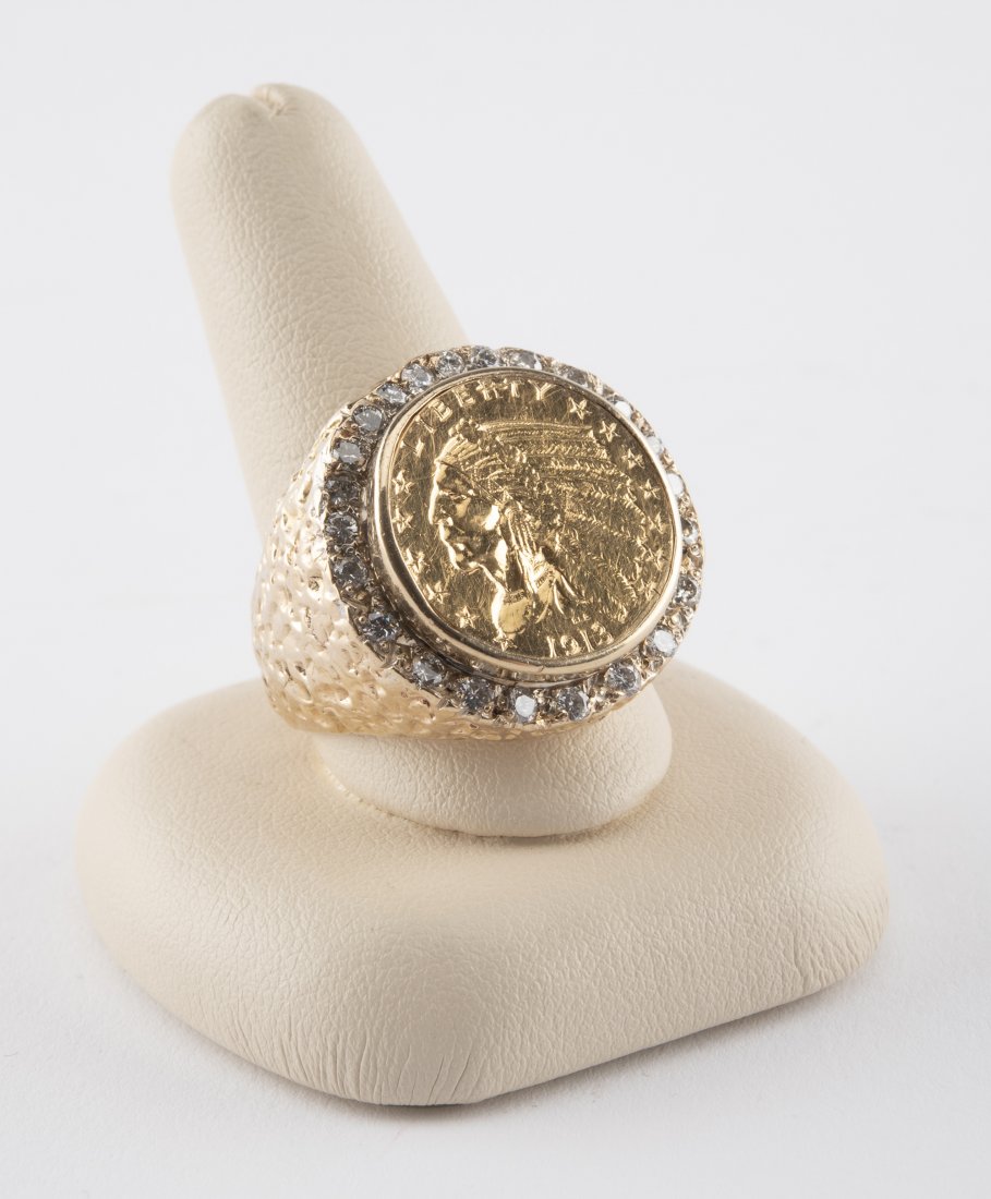 14k $2.50 Gold Coin & .92 CTW Diamond Ring (1 of 3)