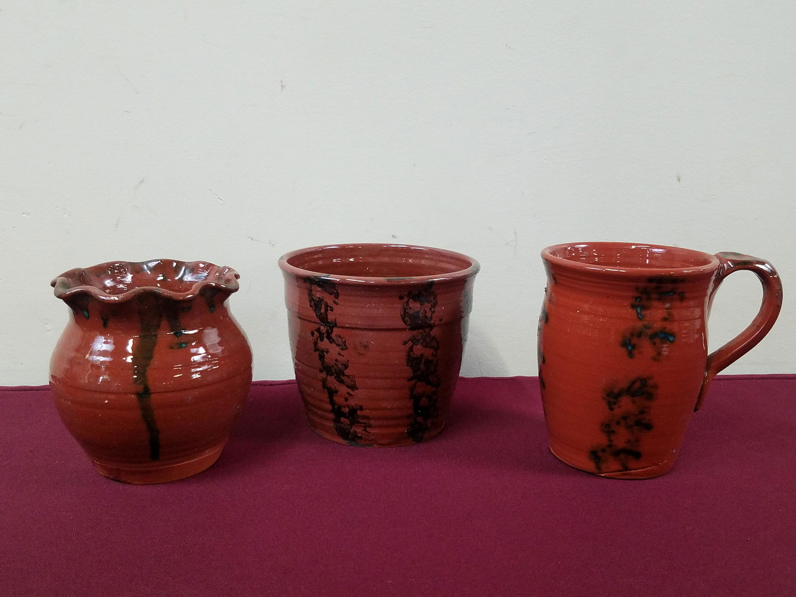 3 Pcs Decorated Redware (1 of 2)